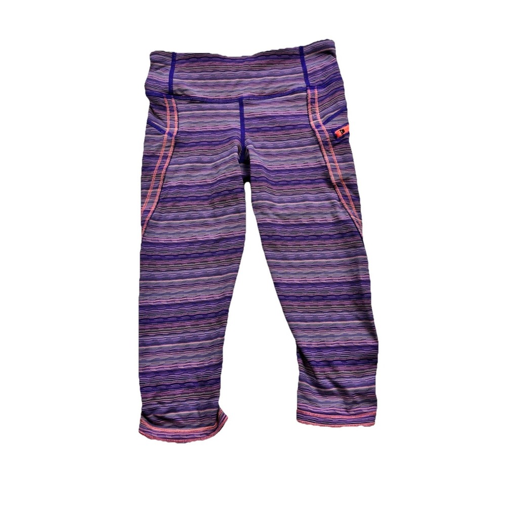 Lululemon Top Speed Crop Leggings Womens 4 Purple Striped Space Dye Cropped